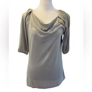 Small Ann Taylor Gray Drape Cowl Neck Top